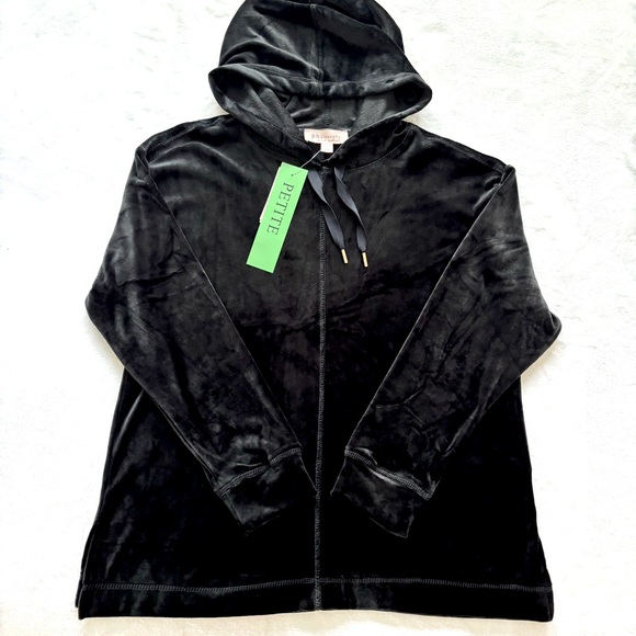 PHILOSOPHY Long Sleeve Straight Hem Black Velour Hoodie--NWT--PL - Picture 3 of 16